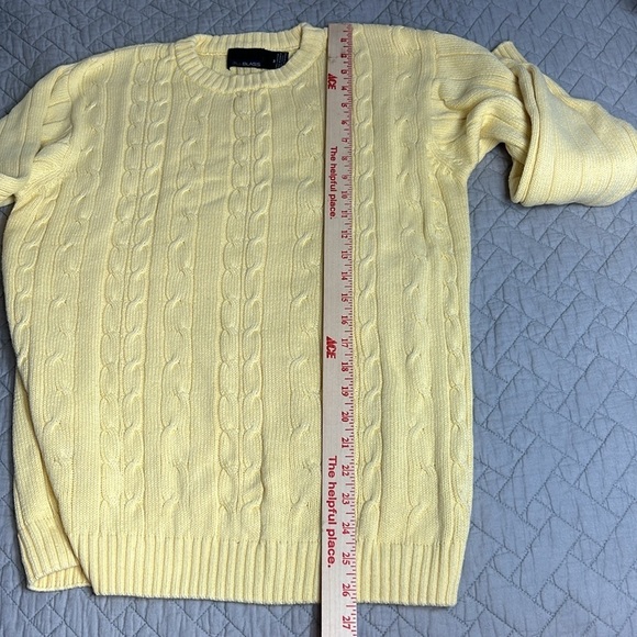 Bill Blass Yellow Crew Neck Cable Sweater Sz M - Picture 7 of 7